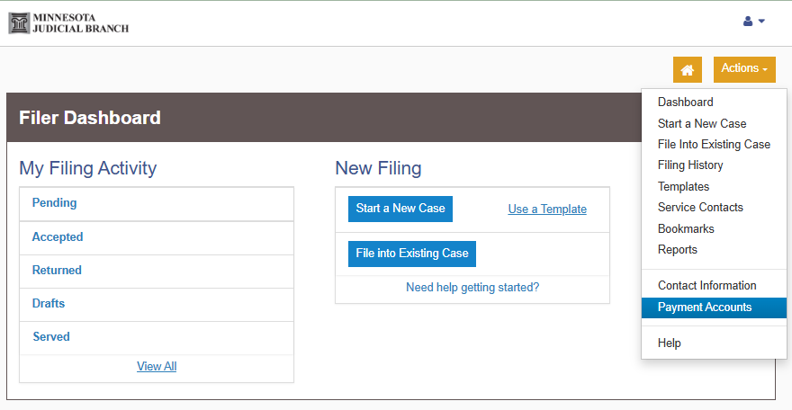 eFile system home page
