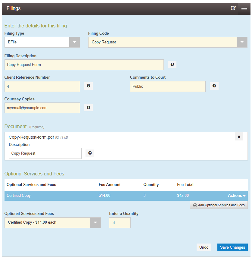 eFile certified copy request form