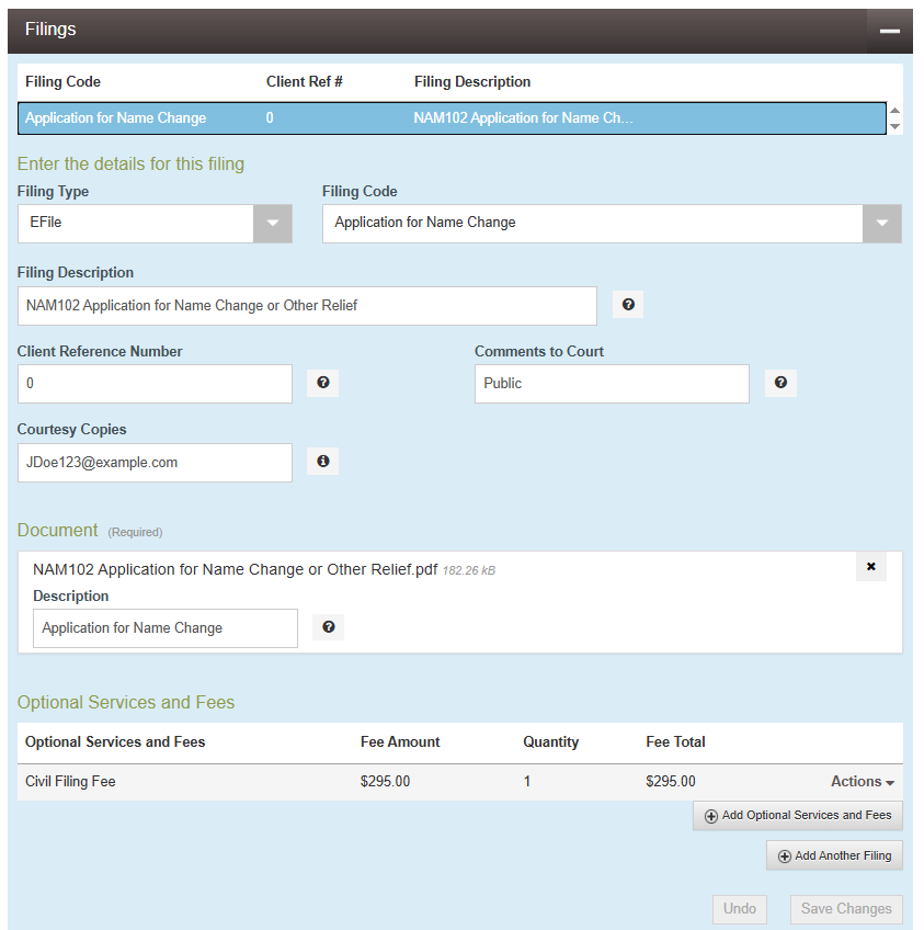 eFile Upload Documents