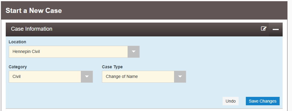 eFile New Case Envelope Header